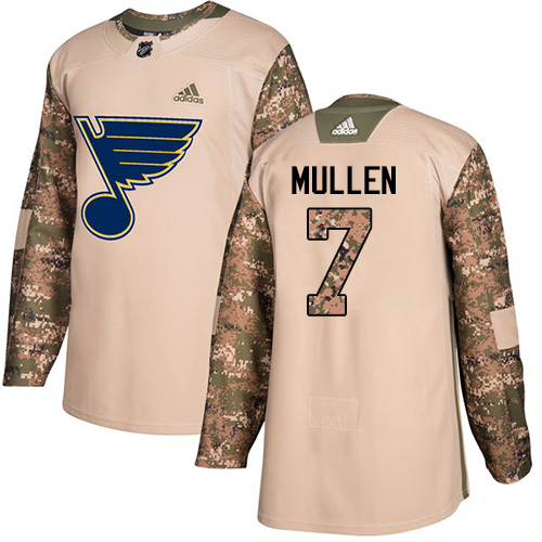 Adidas Blues #7 Joe Mullen Camo Authentic Veterans Day Stitched NHL Jersey